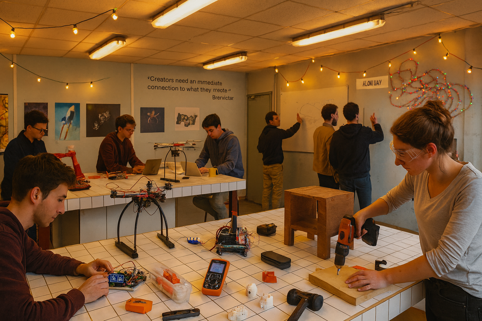 Active maker space with lights